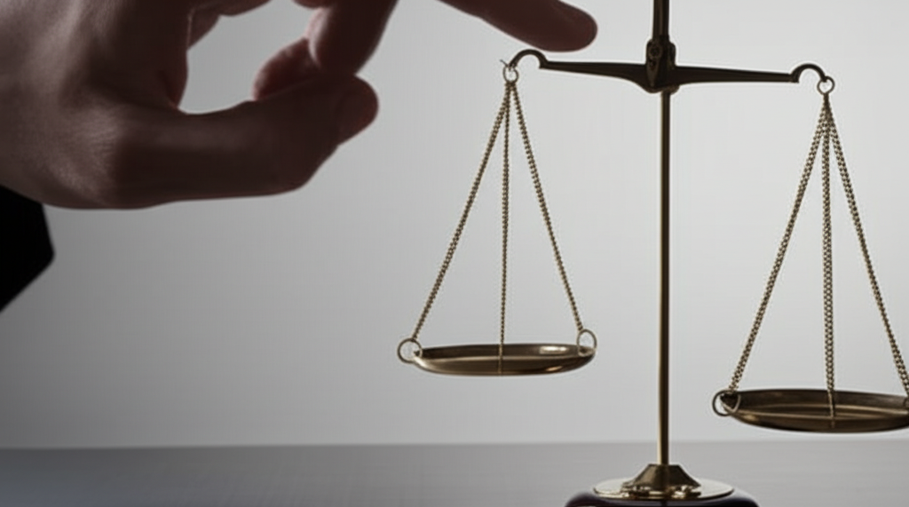 Access to justice concept with balanced scales